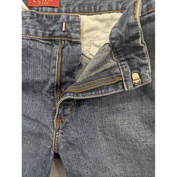 VINTAGE Zena Jeans Shorts Womens 14 Blue Denim Bermuda Cutoff Raw Hem 2000s - Picture 11 of 14